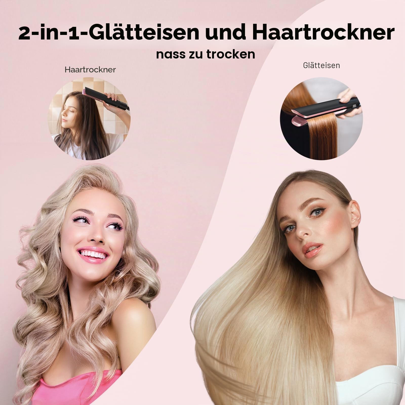 Air Haarglätter, Luft-Haarglätter für Haar Styling, Supgaliy Professionelles Ionen Glätteisen, weniger Haarbruch,mehr Glanz und Farbschutz, für mittellanges Haar (35-75)