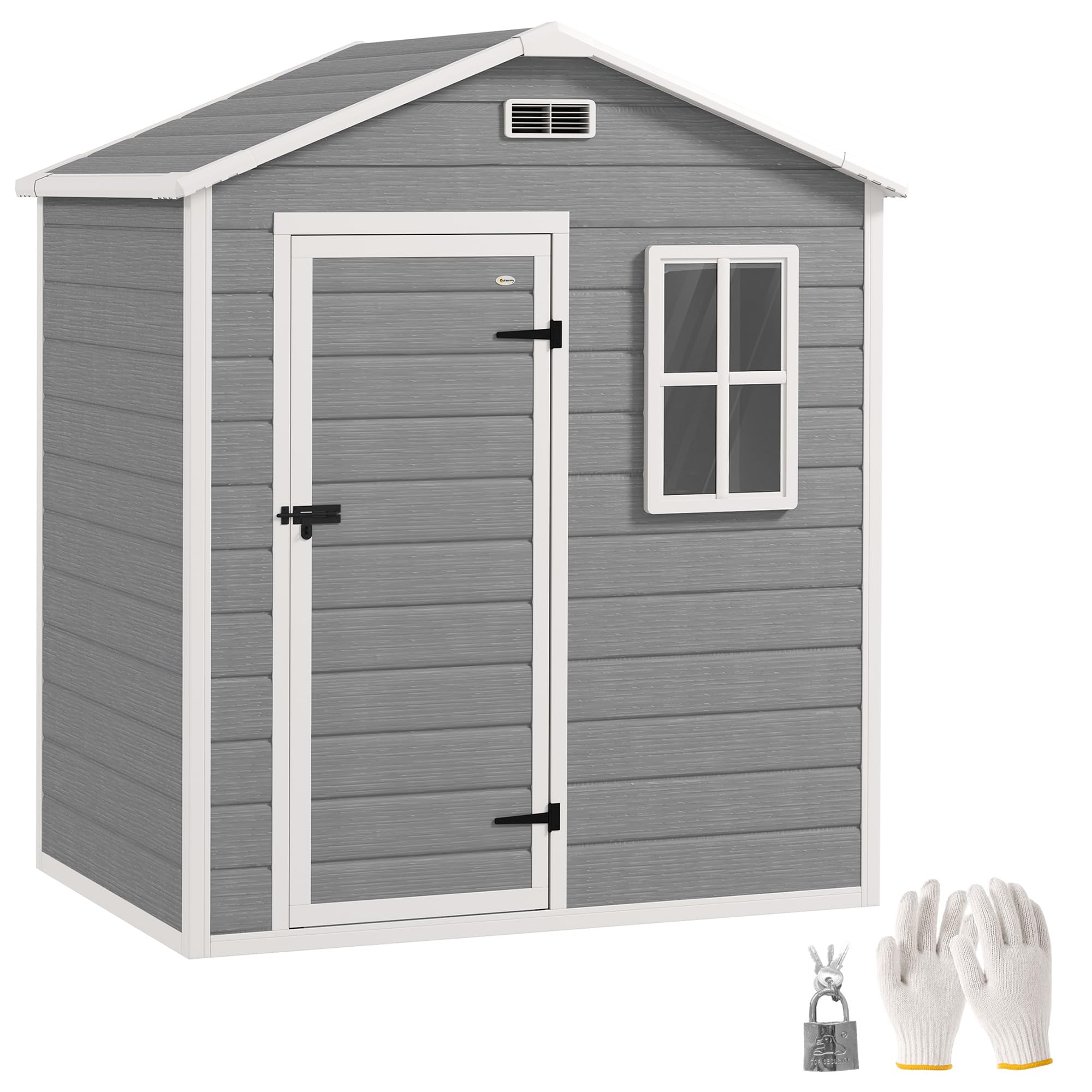 Outsunny Unisex Grey 6 X 4Ft Resin Garden Shed With Floor And Window,