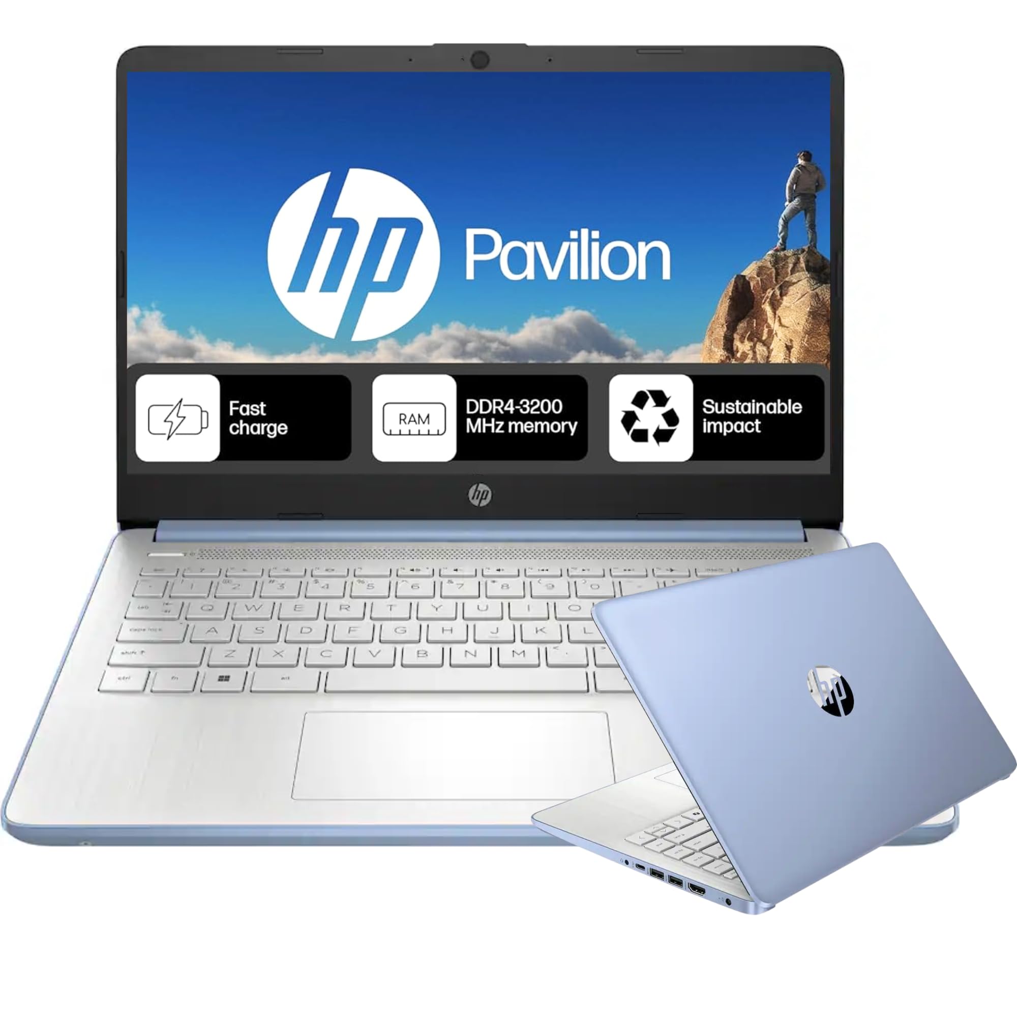 HP Everyday Laptop | Office 365 | Intel Quad-Core Processor | 11.5 HRs Battery | 1TB Cloud Storage with 128GB SSD, 8GB RAM | Copilot AI Windows 11 w/o Mouse 8GB RAM | 1.1TB Storage