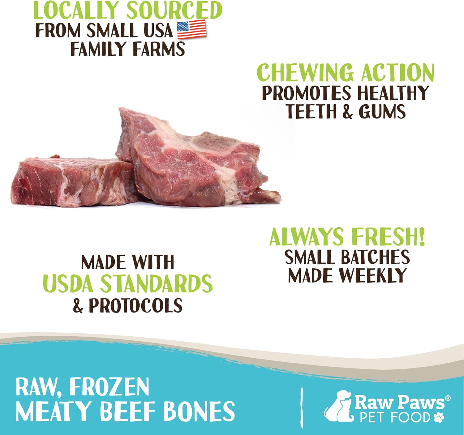 Raw Paws Meaty Beef Bones for Dogs, 8-lb - Made in USA - Frozen Raw Bones for Dogs - Frozen Raw Beef - for Aggressive Chewers - Meaty Bone - Long Lasting - Dog Dental