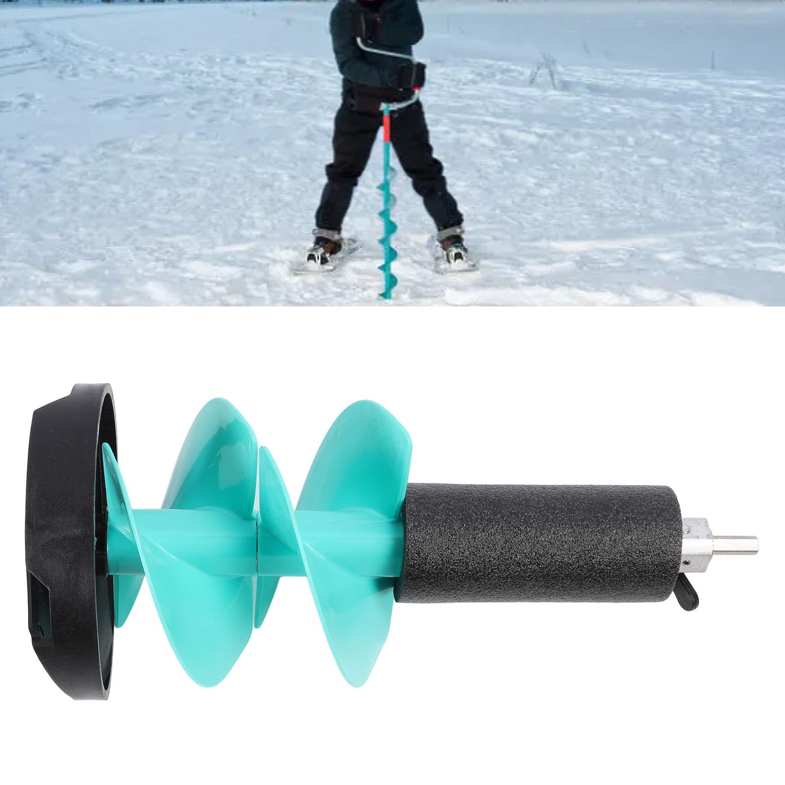 Elektrischer Eisfischbohrer, Kabelloser 8 Zoll Eisbohrer aus Premium Nylonmaterial mit Prägnanten Stahlklingen und Schwimmfähigem Design