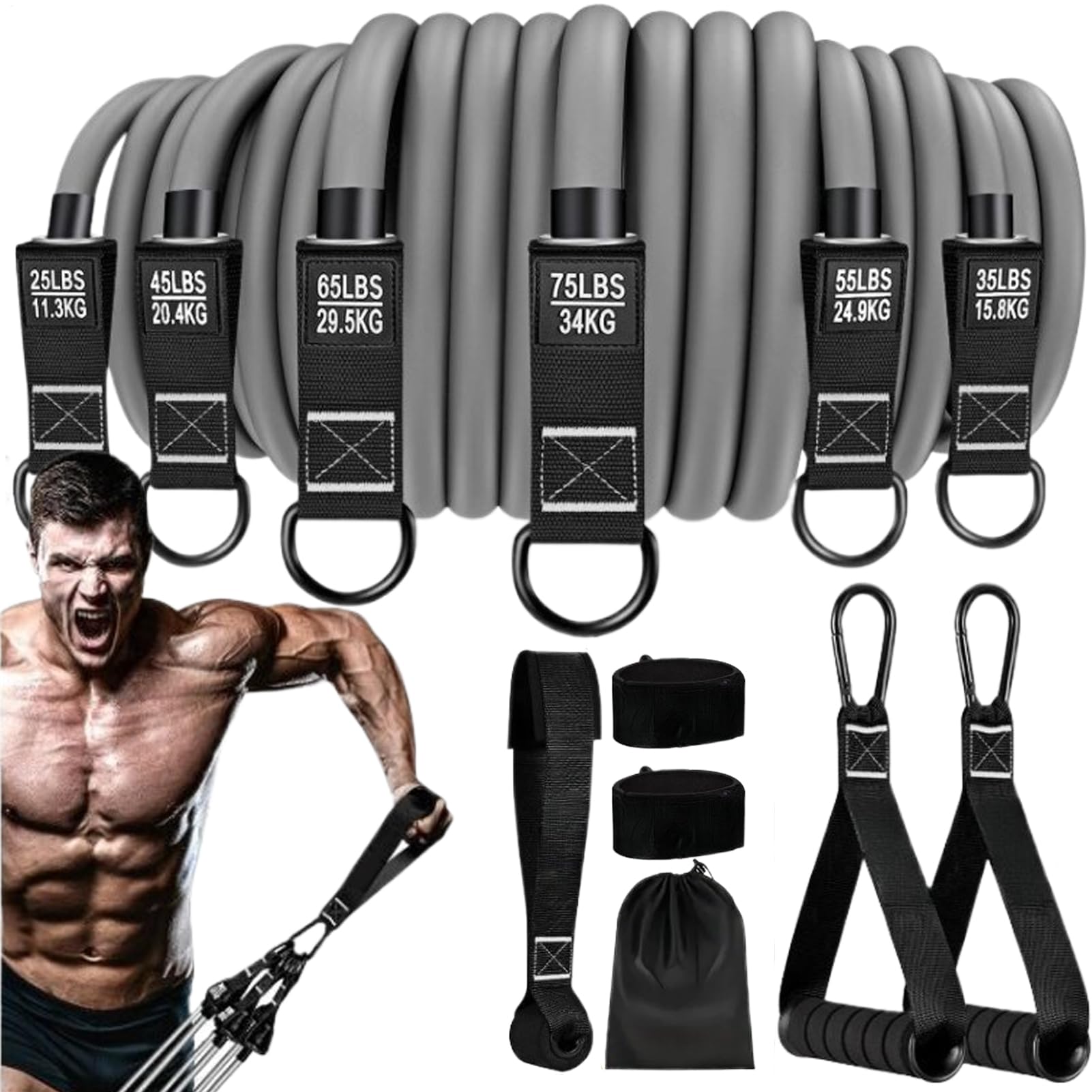 Widerstandsbänder, verstellbar, für Klimmzüge, Fitnessgeräte, rutschfest, robust, mit Knöchelriemen für Krafttraining, Stärkung der Muskulatur und der Hand