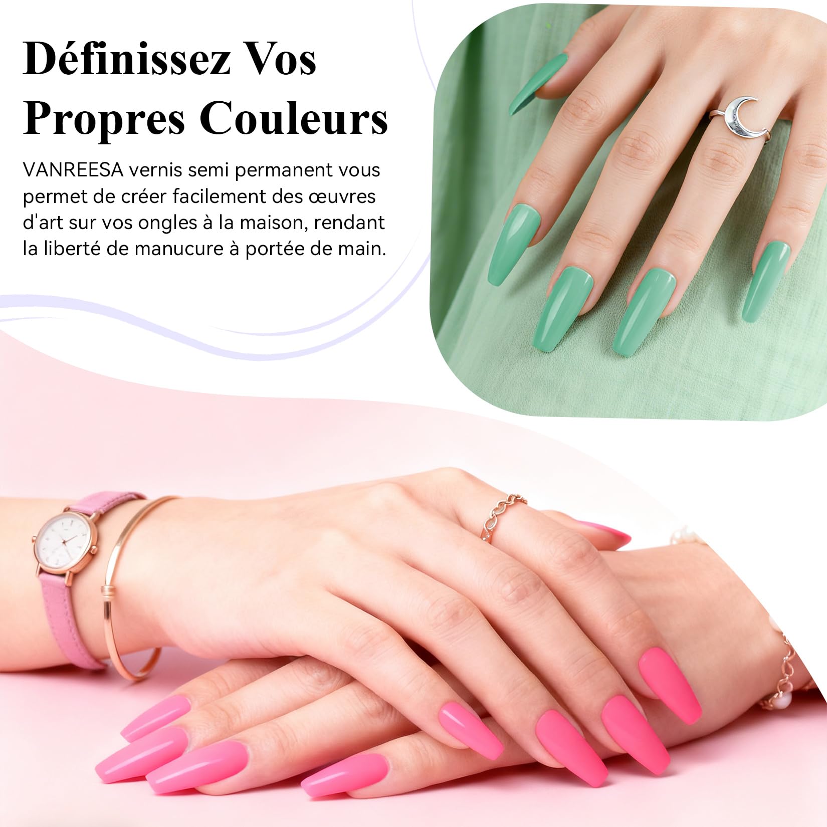 VANREESA 20 Colours Kit Vernis Semi Permanent, Kit Ongle Gel UV Complet avec Base Top Mat Pailleté Coat et Lampe LED 36W U V et Outils de Manucure, Set Manucure pour Débutants