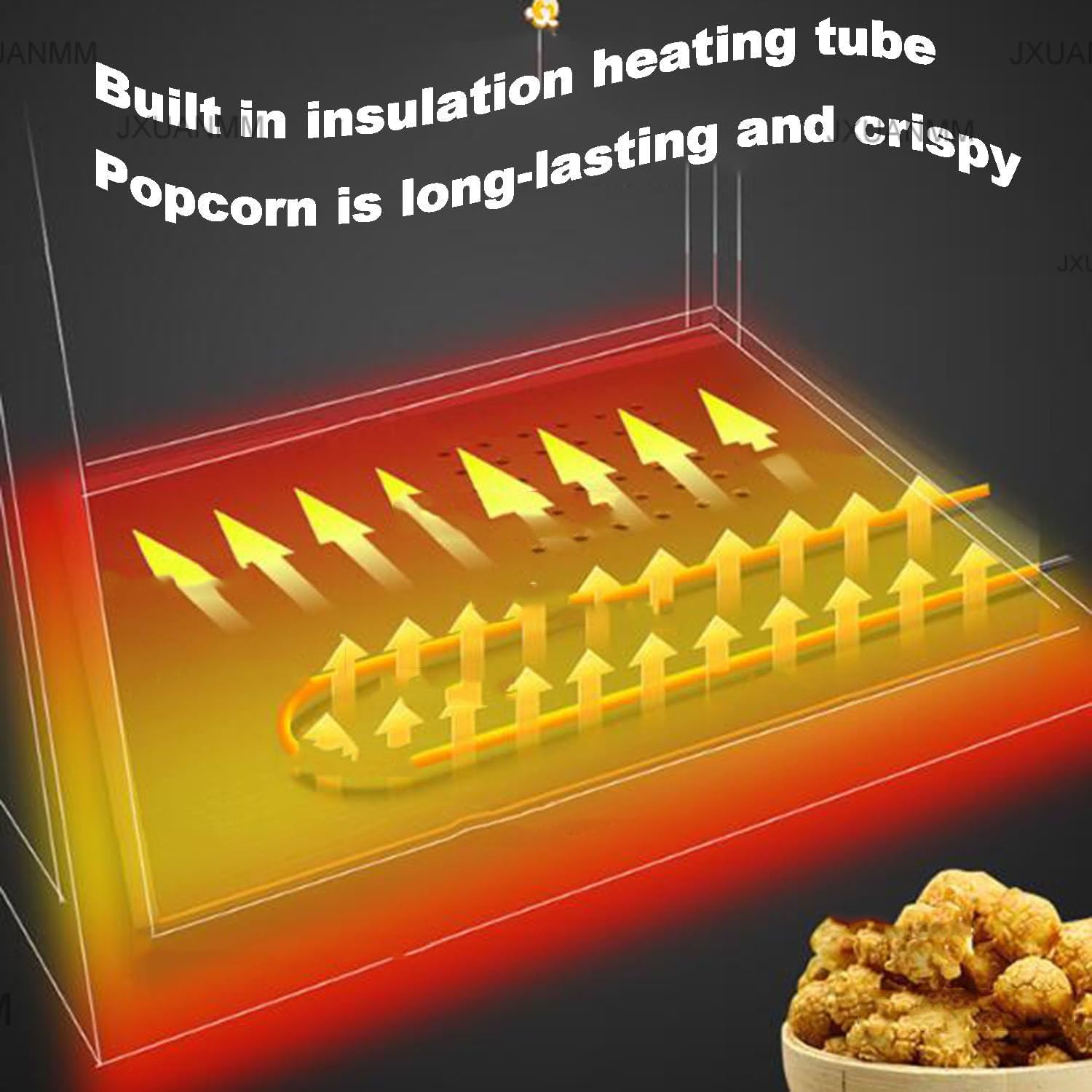Grande Macchina per Popcorn Aria Calda, Macchina per Popcorn da 1600 W Macchina per Popcorn Stile Commerciale, Macchina Riscaldamento Fuoco Acciaio Inossidabile, per Feste in Casa