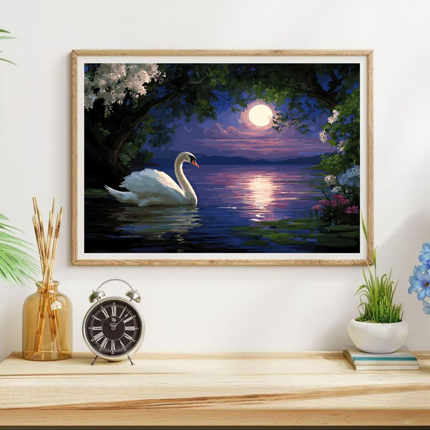 Diamentowa sztuka, łabędź, zestawy do malowania diamentami dla dorosłych, 5D, DIY, księżyc, pełne wiercenie, haft krzyżykowy, cekiny, klejnoty, obrazy, sztuka i rzemiosło, obrazy do dekoracji ścian