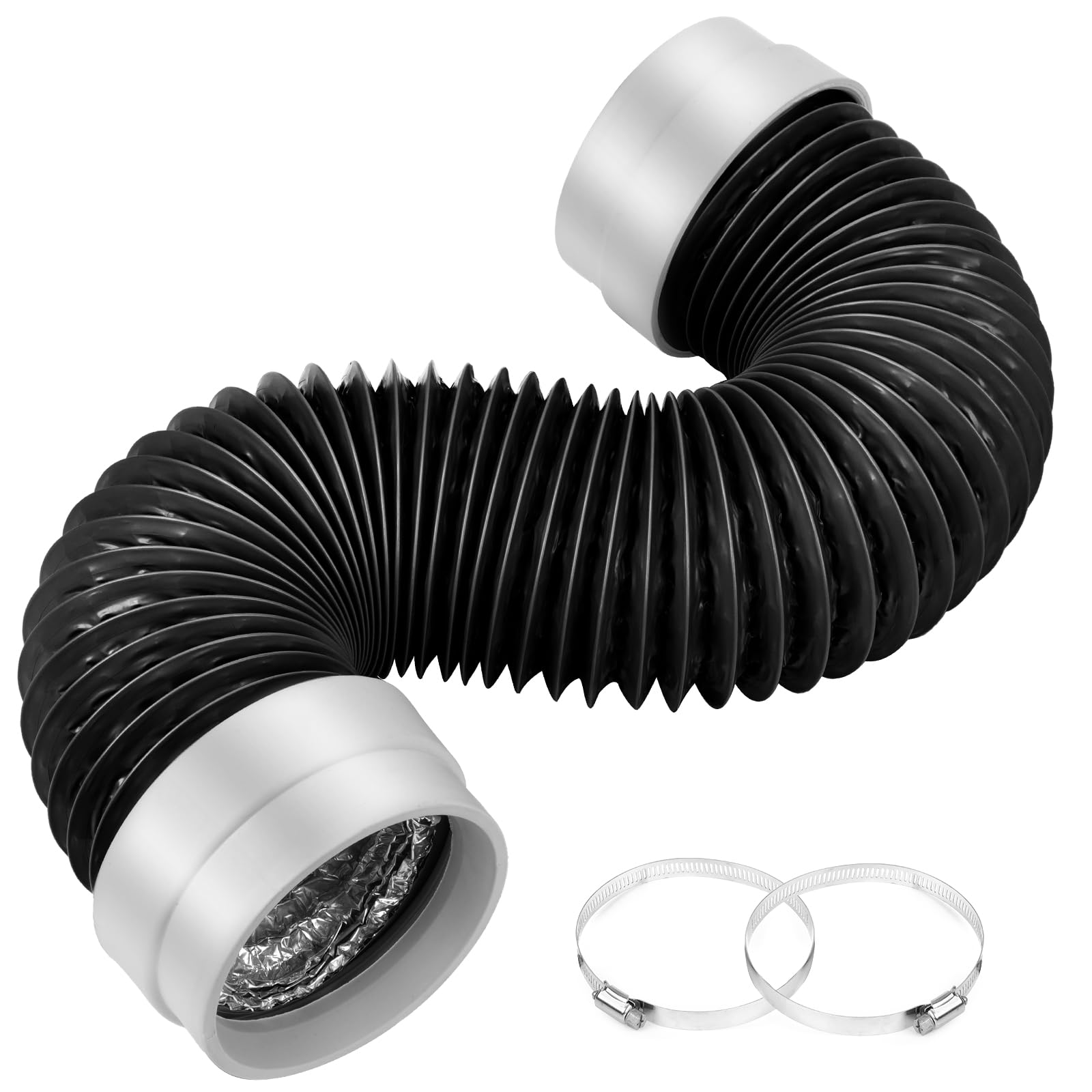 MOPHA 4 Inch Dryer Vent Hose with Rubber Seal, Heavy Duty Flexible Aluminum
