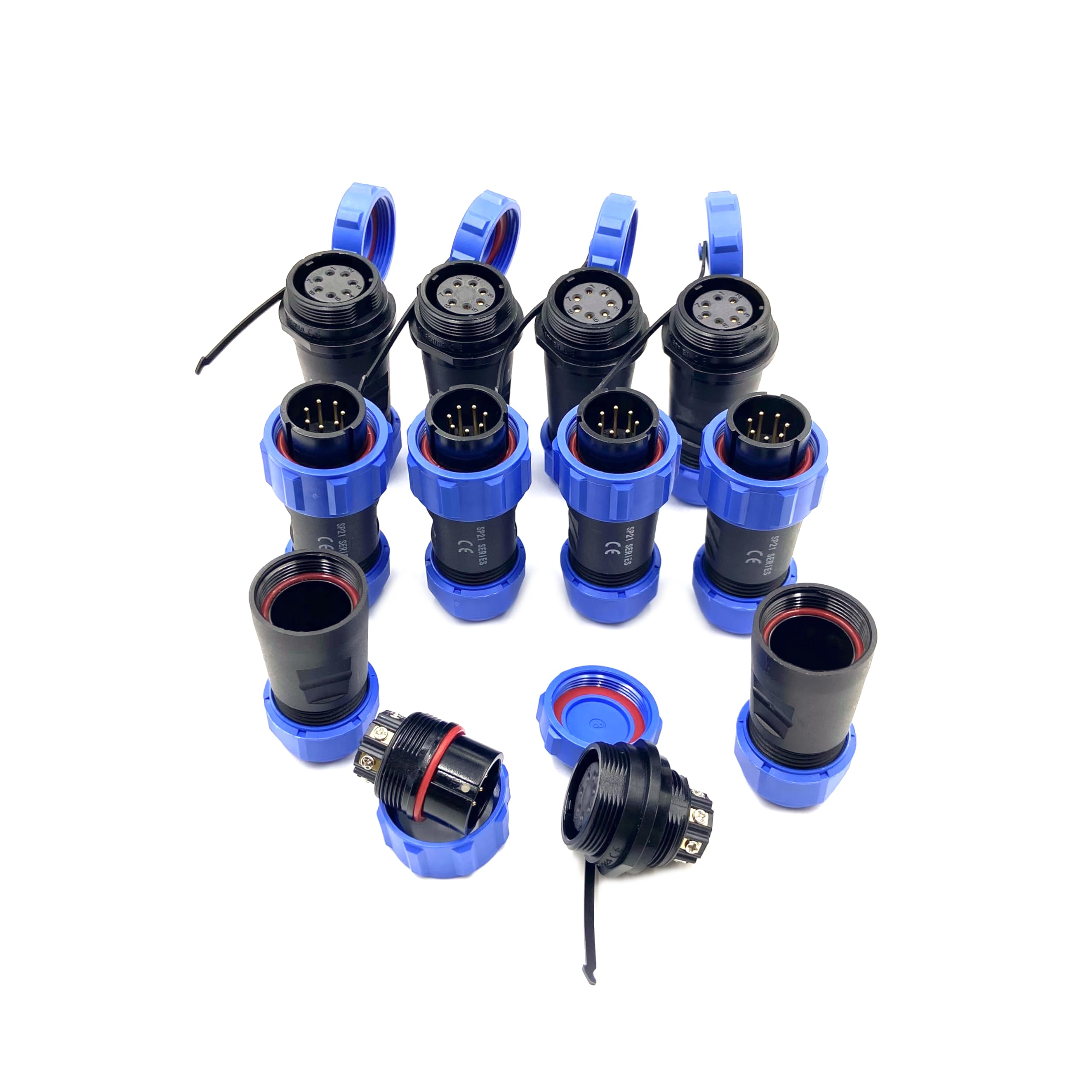 Lot de 5 connecteurs d'aviation SP21 à 7 broches, IP68, 7 broches, sans soudure, connecteur d'aviation étanche pour lampes extérieures, utilisé 500 V 15 A (câble 14 AWG à sertir à vis)