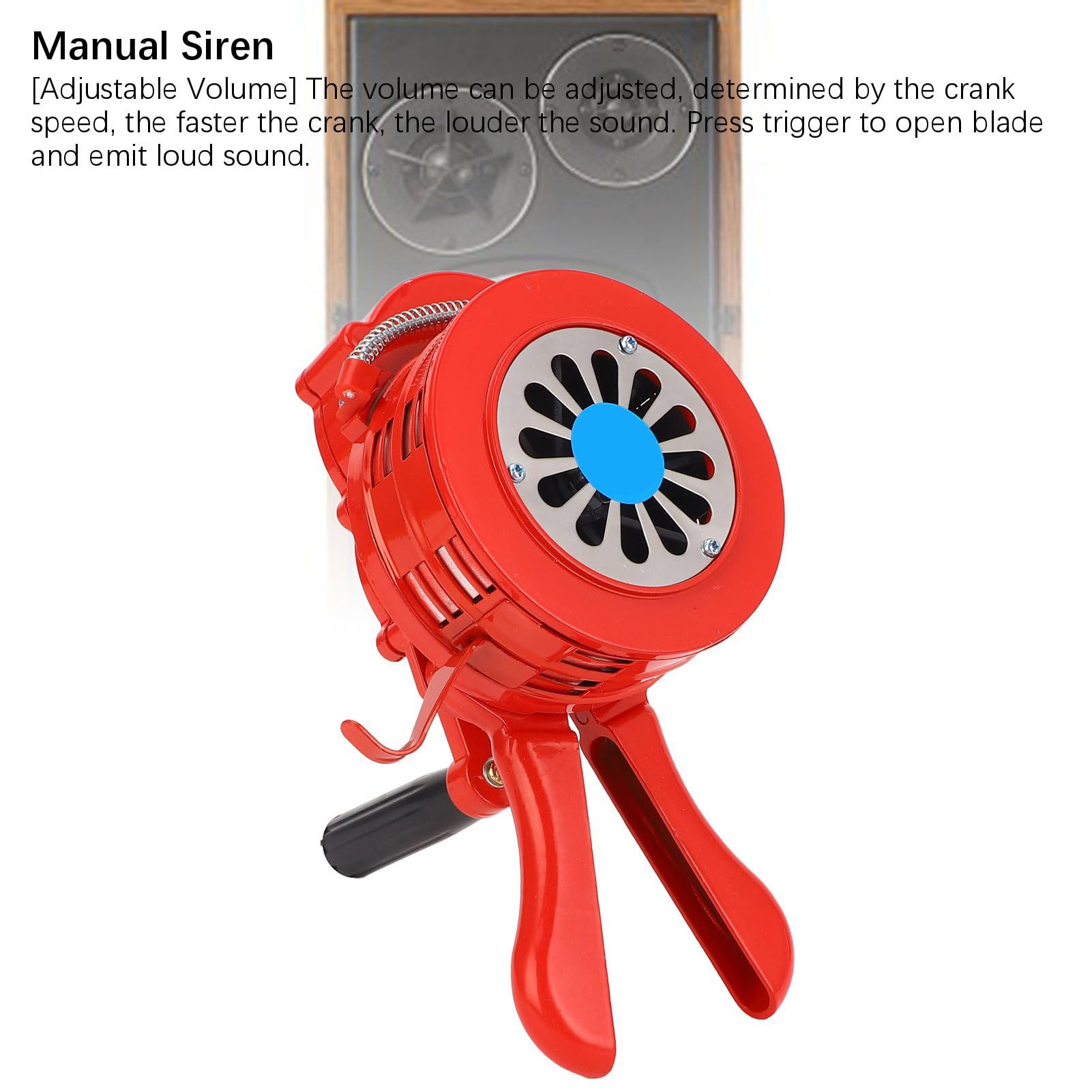 Hand Crank Siren Horn, 110db Volume 1000m Range Loud Handheld Air Raid Siren, Manual Operated Emergency Safety Alarm Horn for Sporting Events Fire Drill