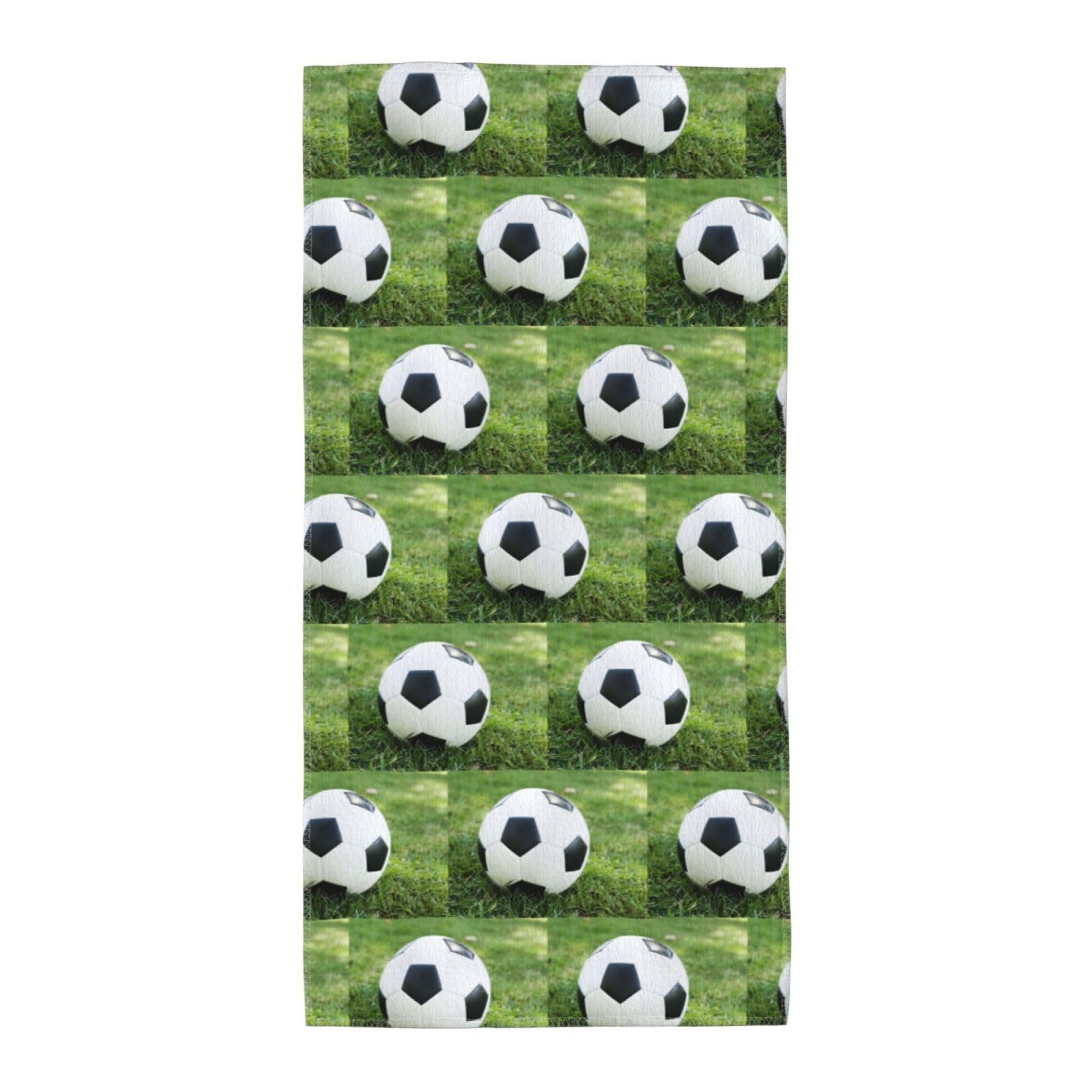 WYCZHY Soccer Ball On Grassy Printed Quick Dry Beach Towel For Camping Travel Vacation