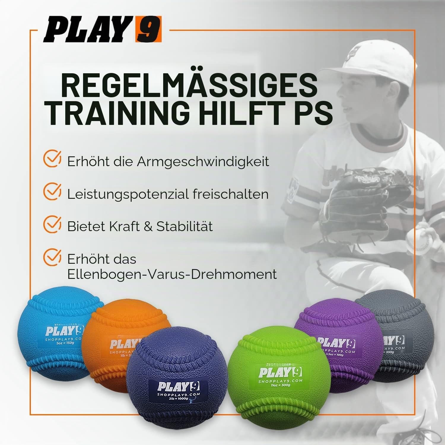 Shop Play 9 | Plyoball Weighted Ball Baseball Set (with Seams) for Pitching and Velocity Training
