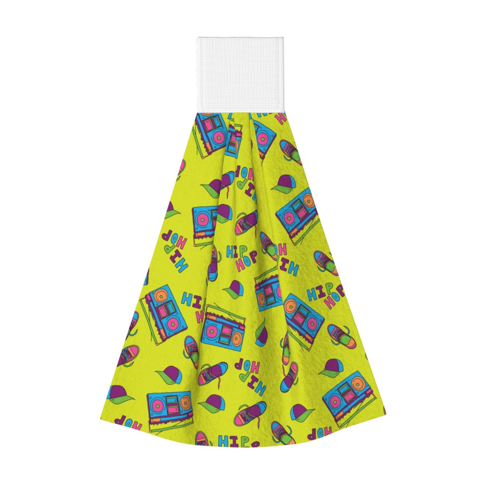 Noble Ren 80s Pattern Hand Towel Hanging Kitchen Towel Velcro Dry Towel Highly Absorbent Suitable For Bathroom/Living Room/Toilet