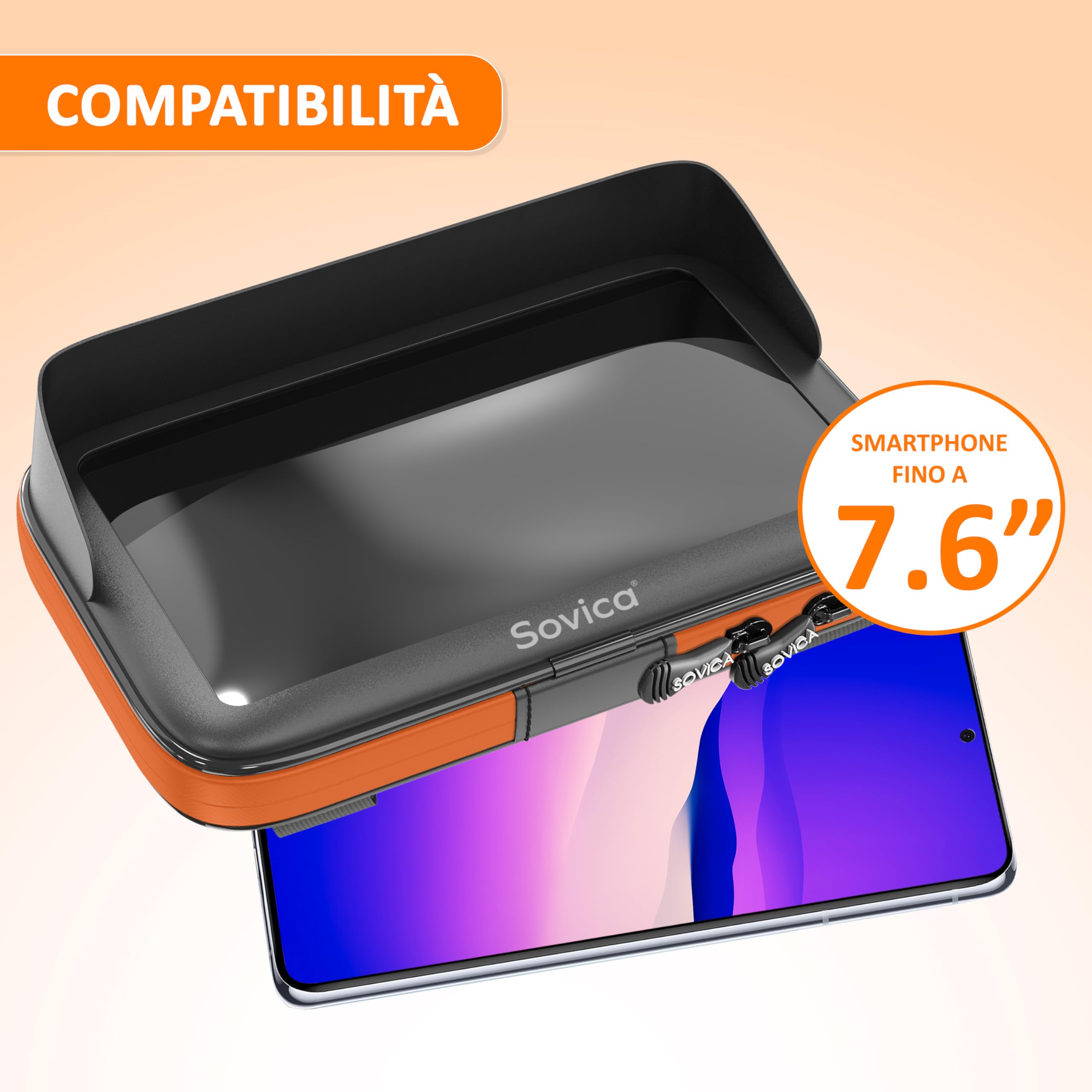 Portacellulare Impermeabile Per Moto E Bici - Custodia Con Finestra Tattile, Giro 360°, Per Smartphone Fino A 7,5" - Foto 5