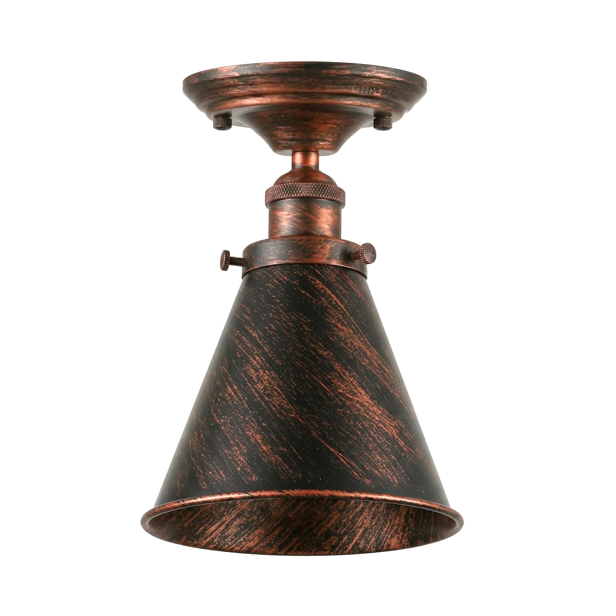 LEDSone Vintage Industrial Ceiling Light, E27 Flush Mount Metal Lamp, 18cm Rustic Red Conical Shade, Rustic Lighting Fixture for Kitchen, Bedroom, Dining Room