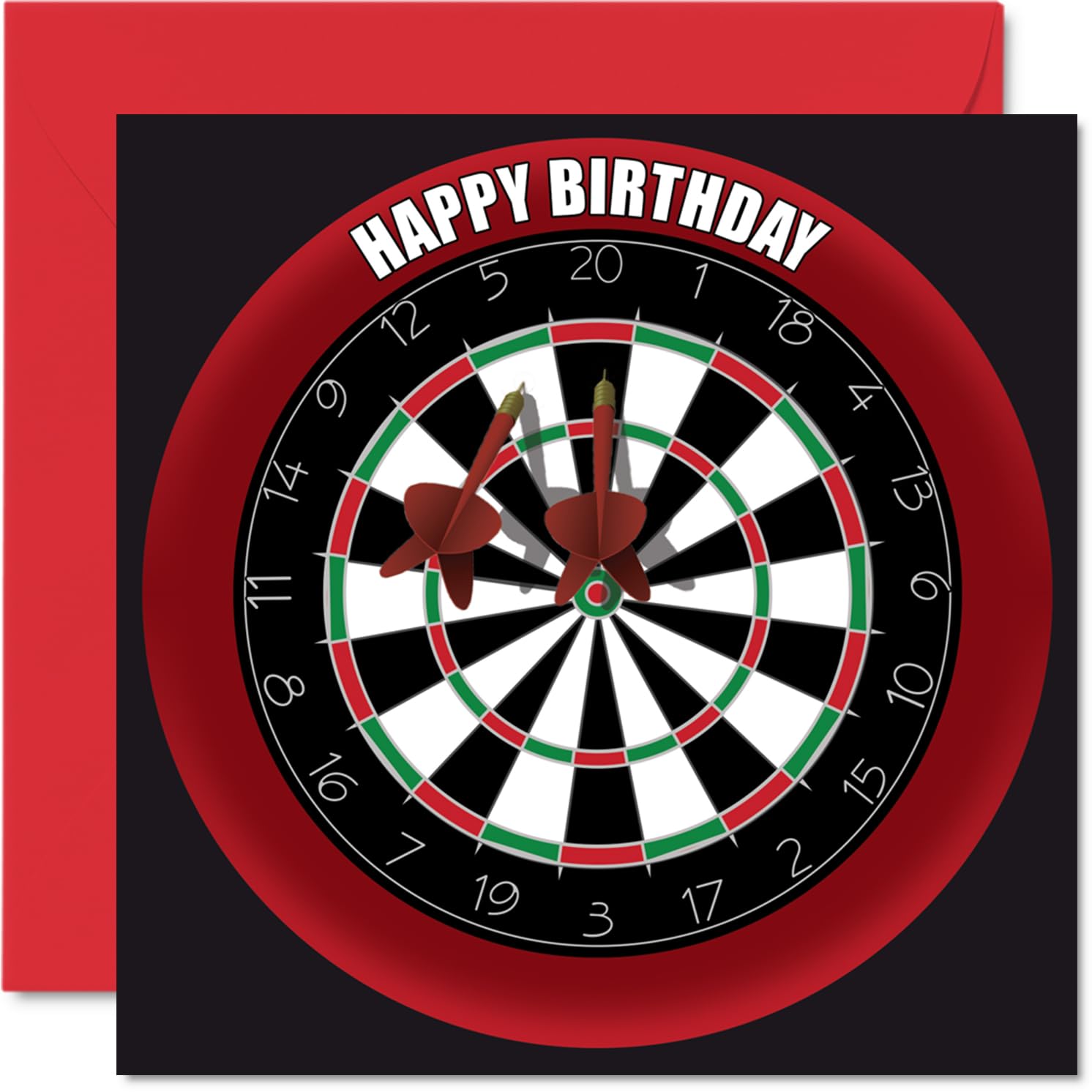 Fun 25th Birthday Cards for Men Woman - Dart Board - Happy Birthday Card for Son Daughter Brother Sister Uncle Auntie Niece Nephew Cousin, 145mm Sports Darts Bday Greeting Cards