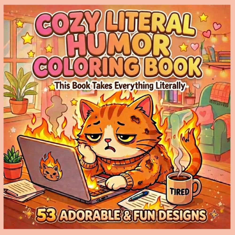 Cozy Literal Humor Coloring Book: This Book Takes Everything Literally – Funny, Cute, Bold and Easy Designs for Adults and Teens to Relax, Laugh, and Unwind with Adorable Puns