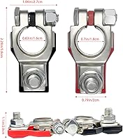 Vista 4 de Terminales de batería, conector de terminal de batería, juego de abrazaderas de terminal de cable de batería, positivo y negativo, 1 par, accesorios