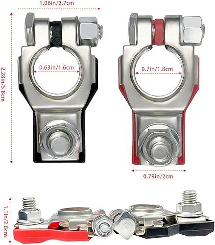 Miniatura 4 de Terminales de batería, conector de terminal de batería, juego de abrazaderas de terminal de cable de batería, positivo y negativo, 1 par, accesorios