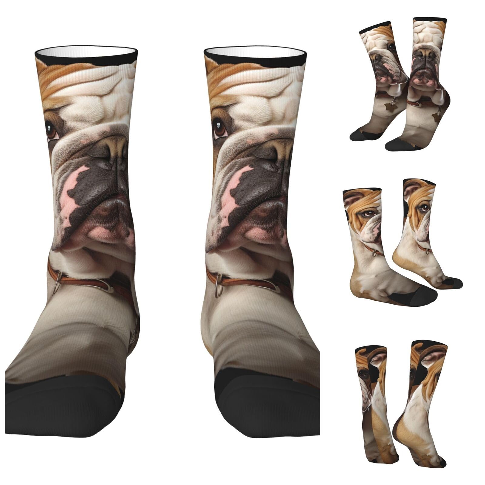 LZQPOEAS English-Bulldog Athletic Socks Unisex Cushioned Crew Socks Hiking Running Calf Sock Soft Above Ankle Sock