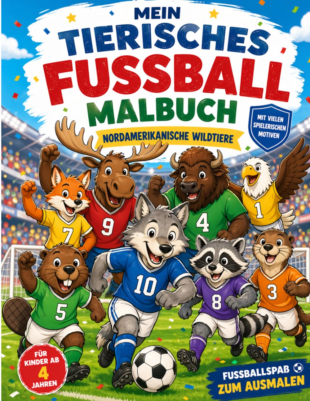 Mein tierisches Fußballmalbuch: Nordamerikanische Wildtiere (Malbücher für Kinder)