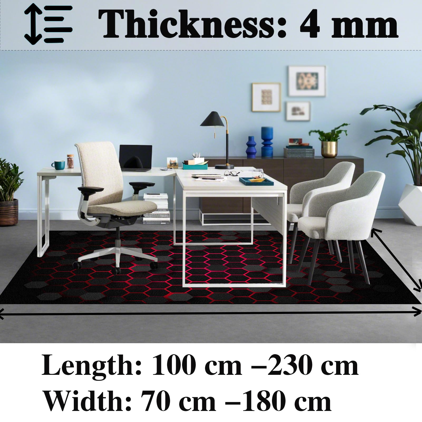 Tapis Chaise de Bureau Gaming, Tapis de Sol Bureau, Tapis de Chaise Roulante, Tapis Protections Sol Chaise Bureau, Tapis de Sol pour Plancher de Bois, Tapis de Protections en carrelage 120 x 160 cm