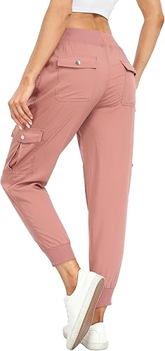 MISS MOLY Pantalones cargo de senderismo para mujer, ligeros, de secado rápido, casuales, cintura elástica, bolsillos con botones