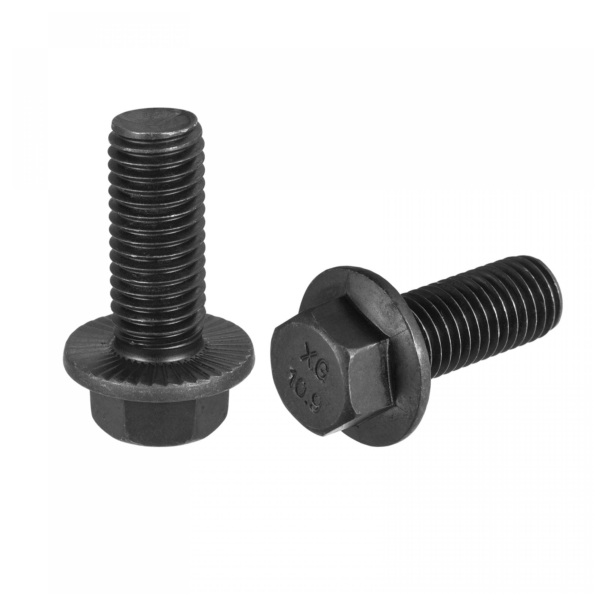 sourcing map M14-2x35mm Hex Serrated Flange Bolts Screw 2pcs