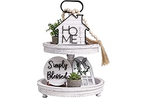 Farmhouse Tiered Tray Decor with Plants