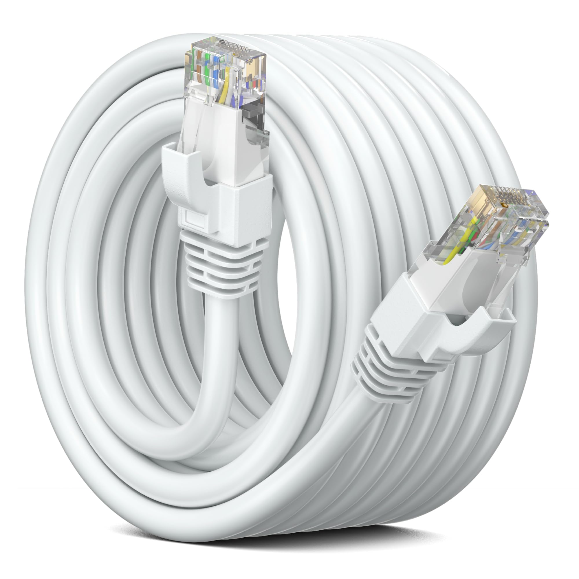 Maximm Outdoor Ethernet Cable 50ft - CAT6 LAN Network Cable, Waterproof & Weatherproof, High-Speed Internet Cord for Outdoor Use - Heavy Duty, UV Resistant - White