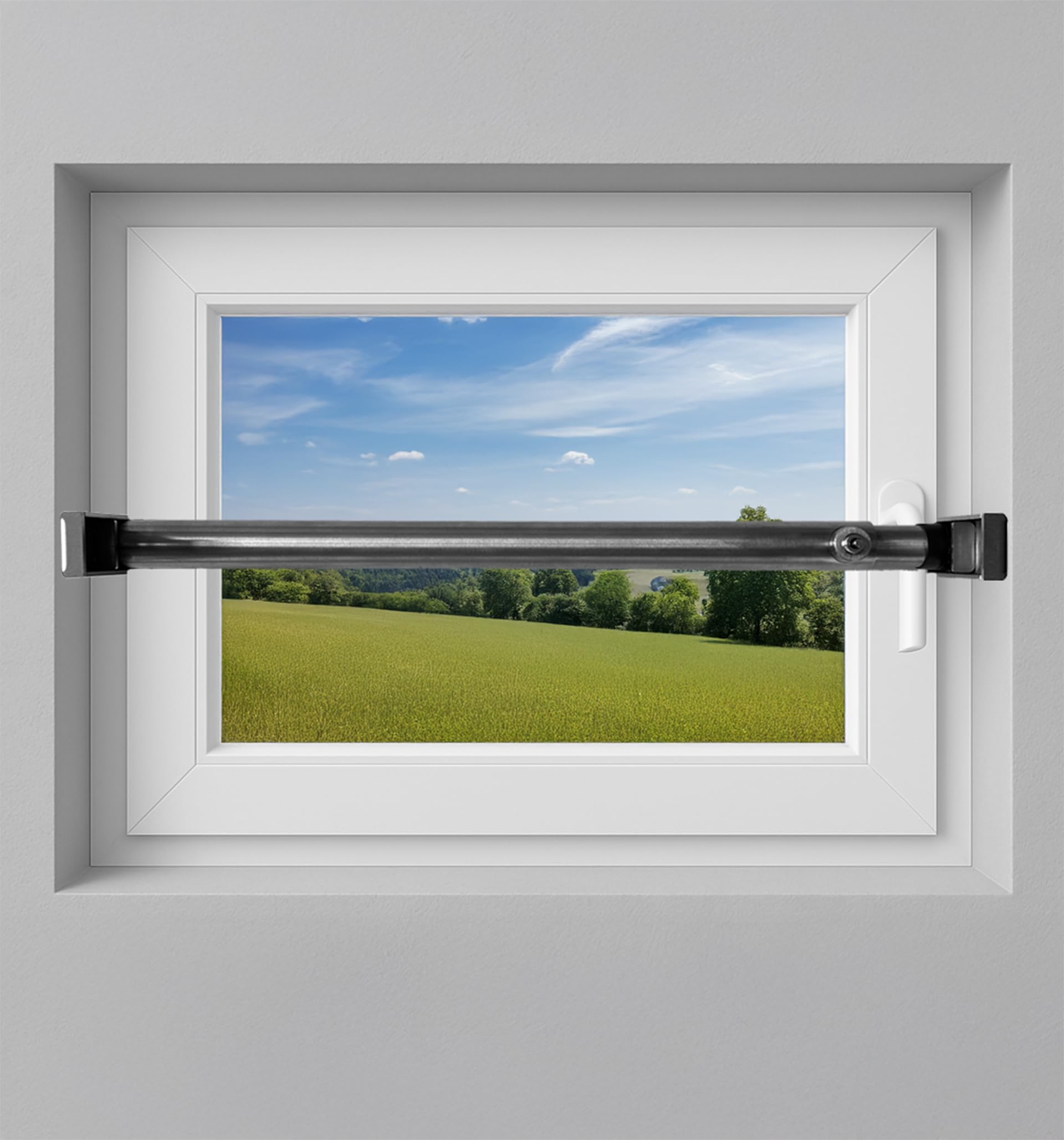 Fenstersicherung 1-fach mit Kippfunktion – Einbruchschutz Teleskopstange mit Druckschloss | Edelstahl oder Weiß | Länge 600–3200 mm | Sicherungsstange für Fenster & Türen (Edelstahl, 1000-1800mm)