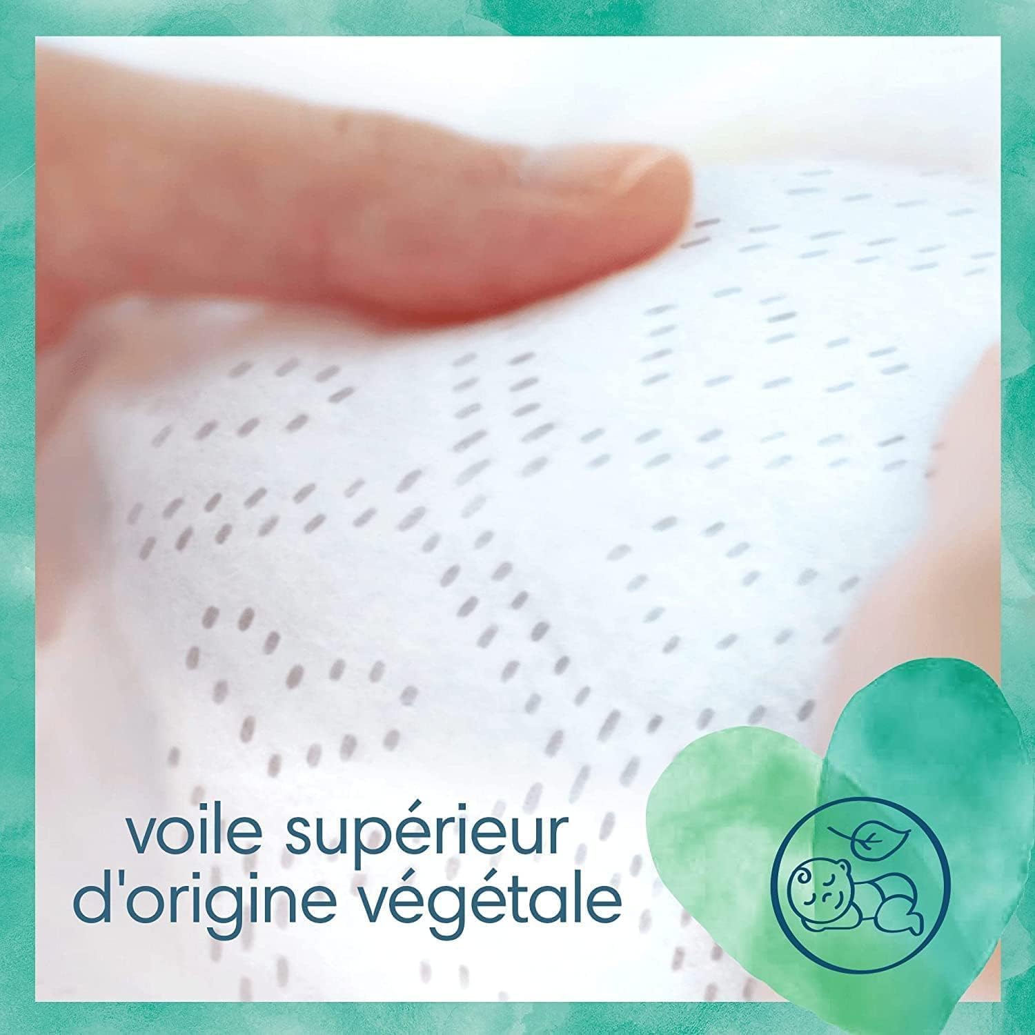 Pampers Harmonie Hybrid, 216 corazones de protección desechables para pañal lavable híbrido, 100% de absorción, protege la piel sensible de los bebés, ingredientes de origen vegetal y sin perfume
