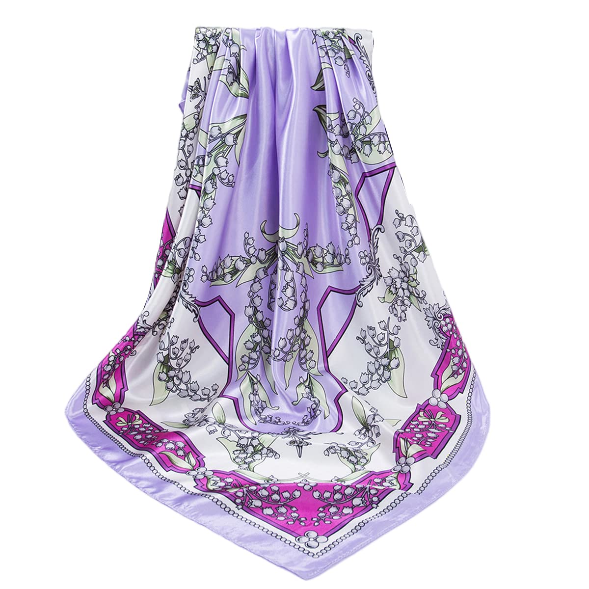 FAIRYGATE Damski kwadratowy szal satynowy chusta na głowę bandana szal do włosów szal dla kobiet 90 x 90 cm 76