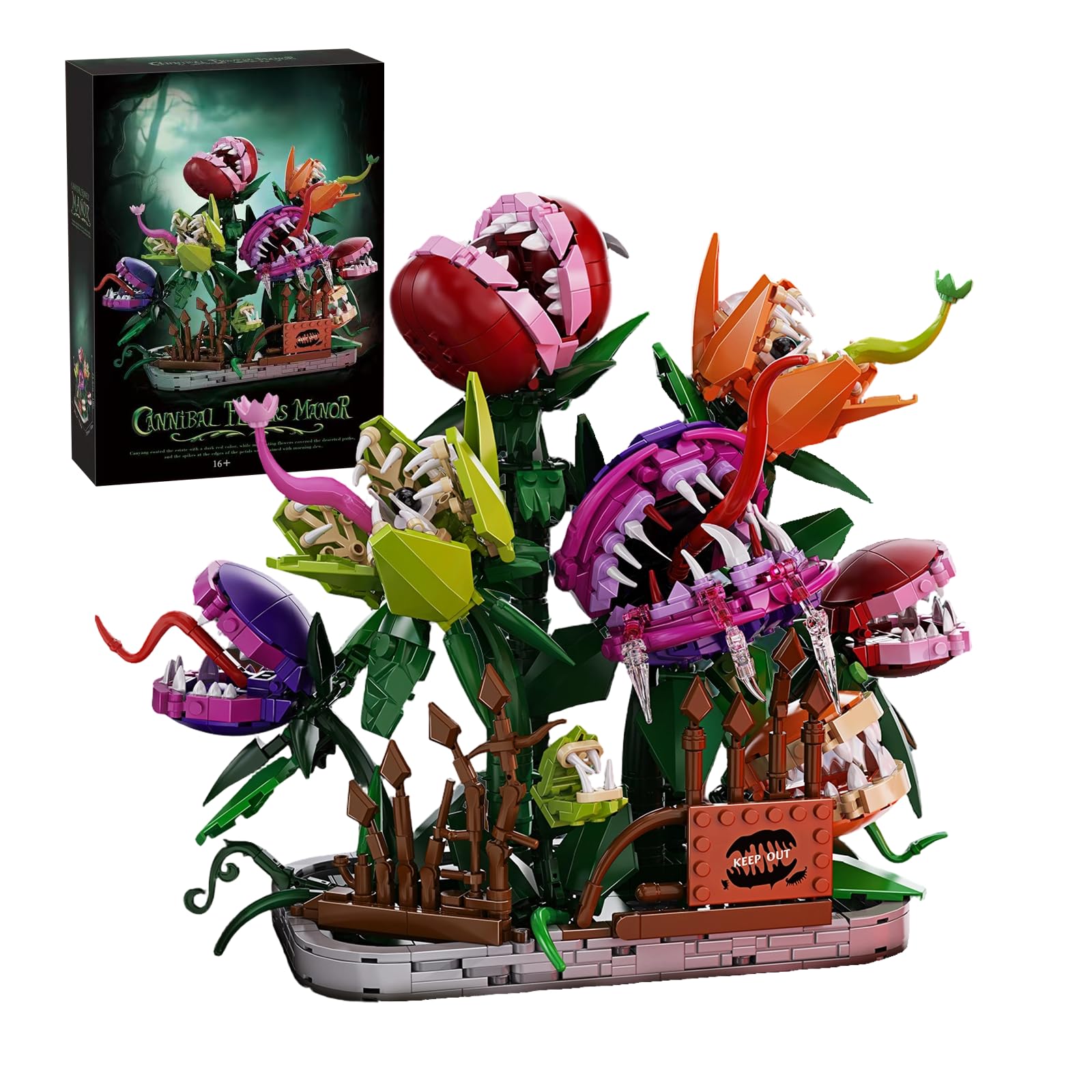muuchuu Piranha Plant Flowers Gardon Building Sets for Adults, Creative Cannibal Display Set with Multi-movable Part, Collectible Terrifying Carnivorus Botanical Model Decor, Gift for Horror Fans