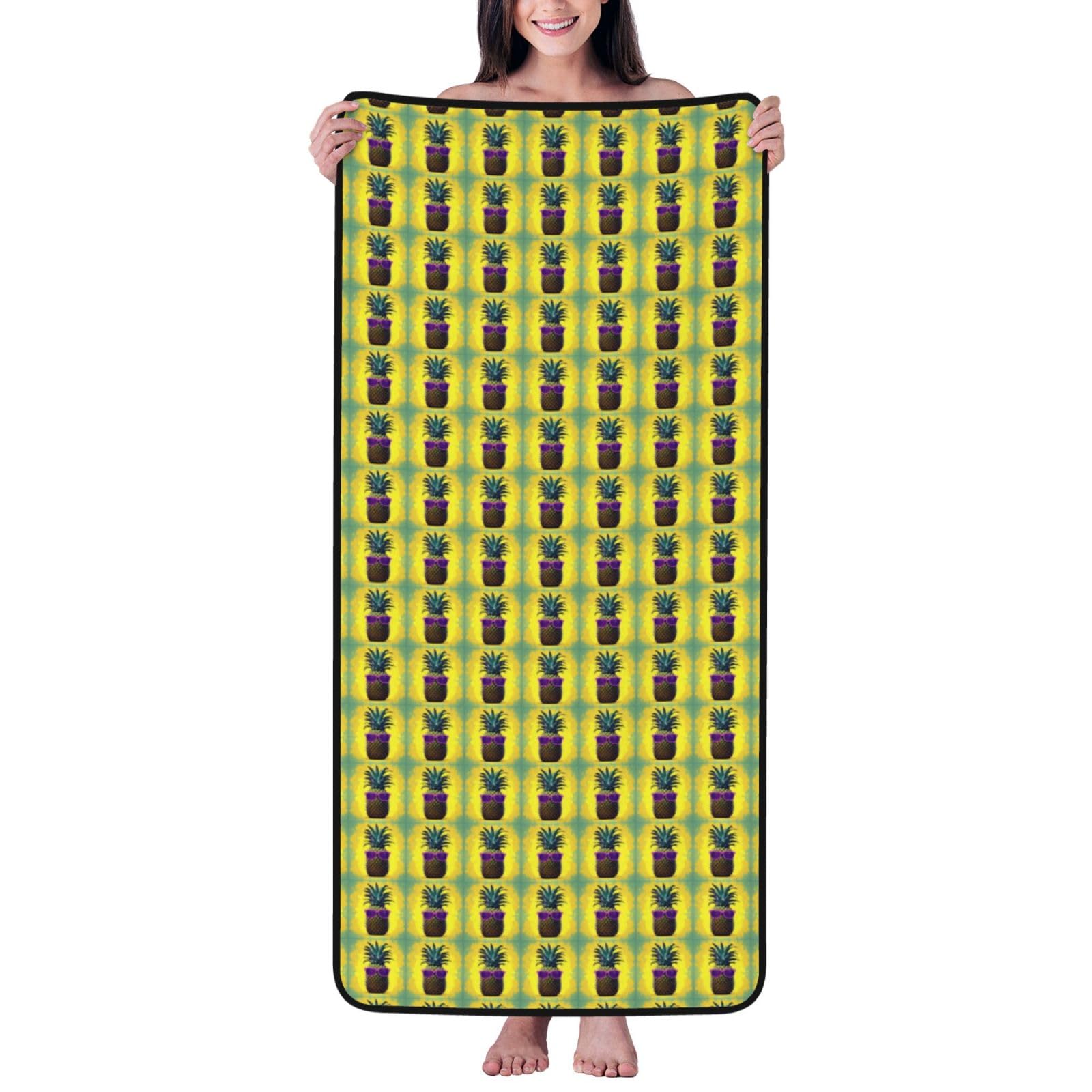 JBJGKHLP Psych Pineapple Quote Print Women Men Couples Coral Velvet Bath Towel Ultra-Soft For Home Bathroom Travel