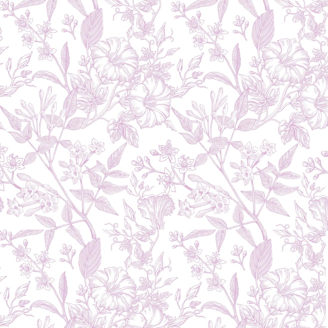 Self Adhesive Wallpaper Purple Floral, 44 x 500 cm Peel and Stick Wallpaper Floral Purple and White Flower Leaf Botanical Boho Self Adhesive Furniture Wrap for Living Room,Bathroom,Cabinets,Kitchen — image 1