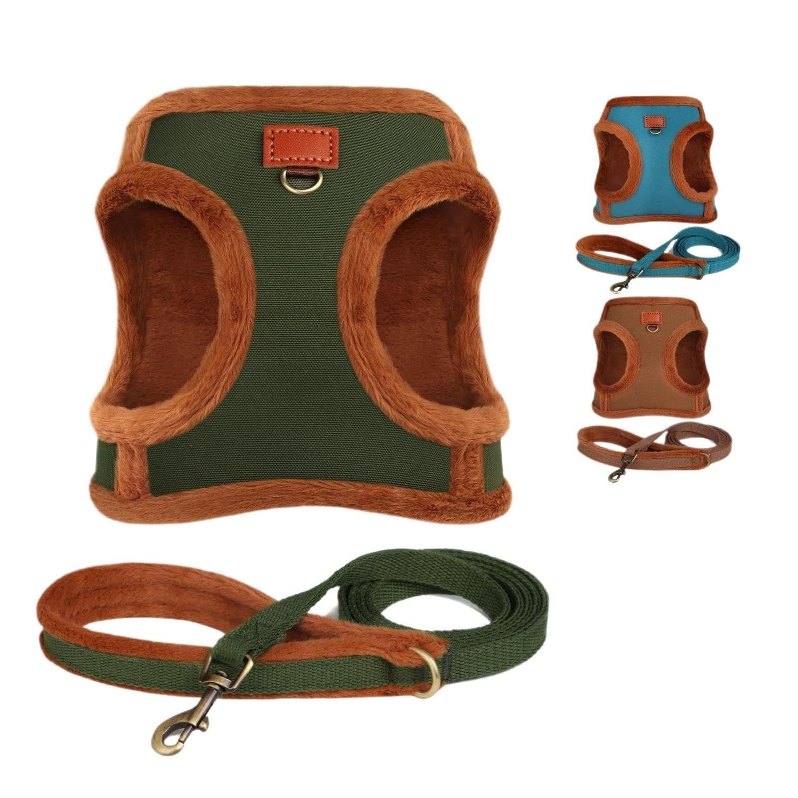 Kompatibel Mit 3-lagigem Warmem Hundegeschirr Weste Und Leine Kleine Hunde(Brown,XS)