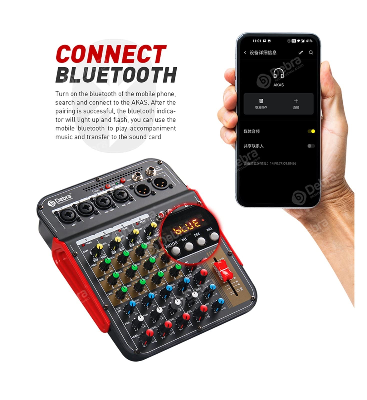 Attrezzatura per DJ per Feste Mixer Audio a 6 canali DJ Consoler con Phantom a 48 V, Bluetooth, USB registrare la Riproduzione, for i Giochi dal Vivo, insegnamento Online
