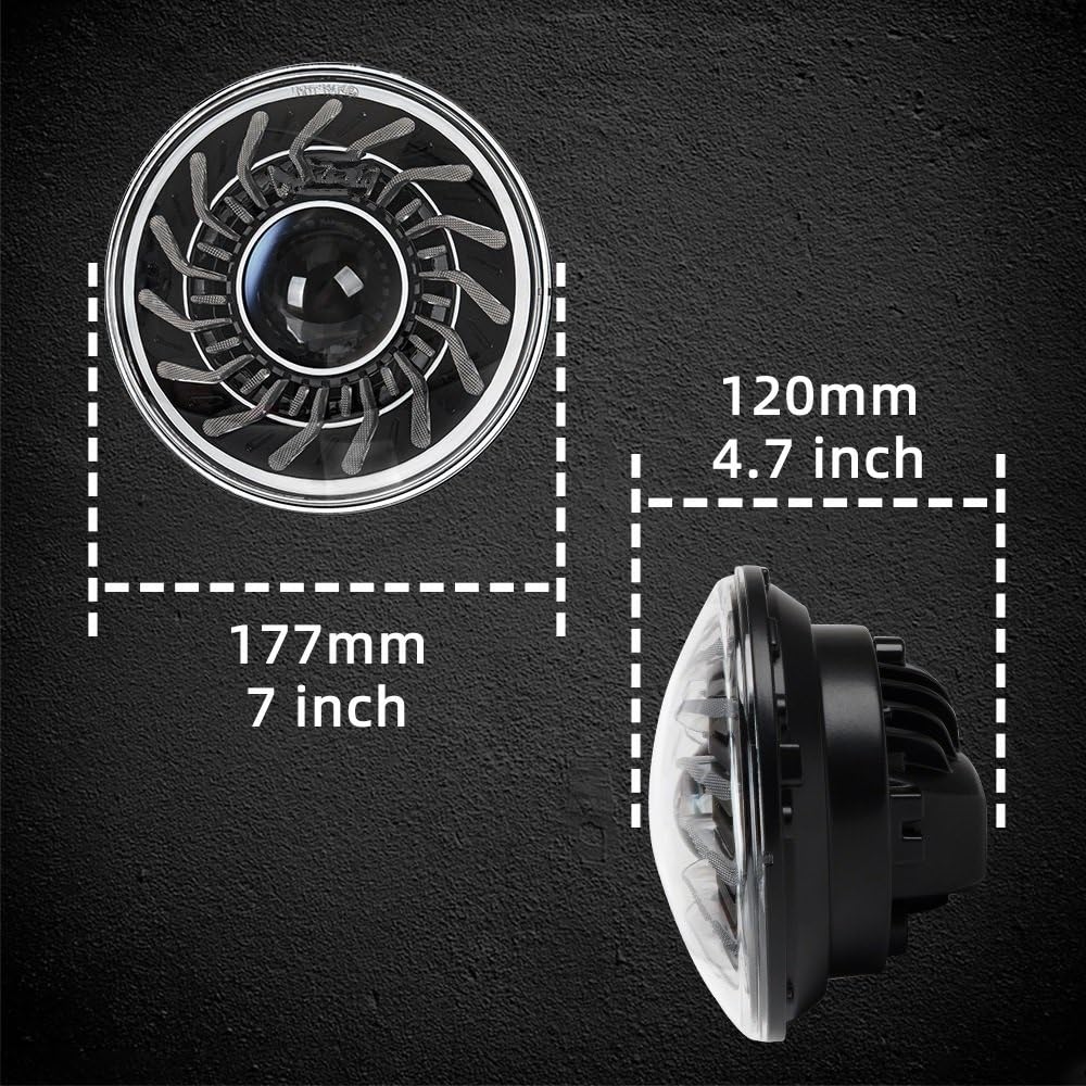 Faro LED de 7" con DRL multicolor Luz Delantera de Motocicleta