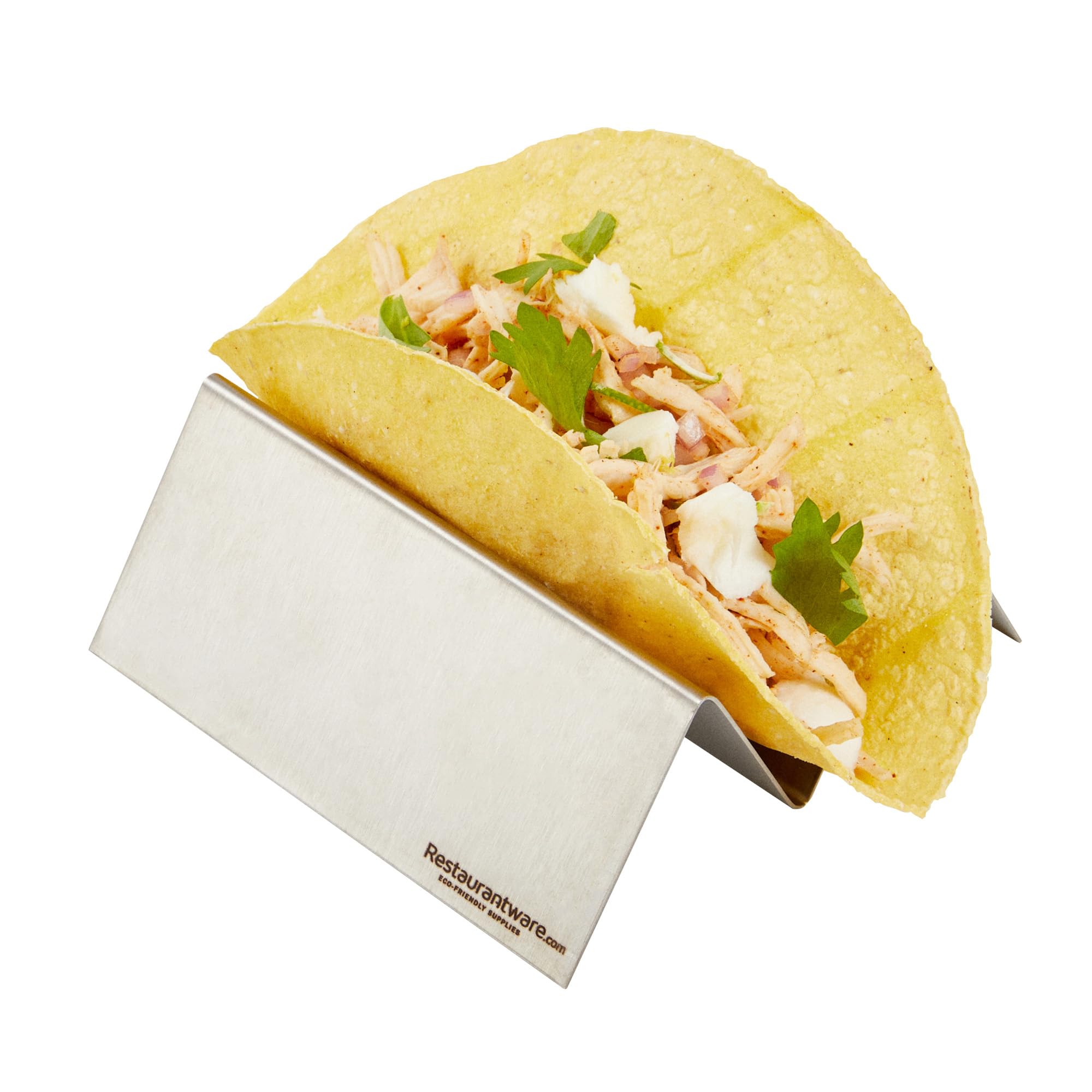 Restaurantware 4.3 Inch x 4 Inch Taco Stand 1 Holds 1 Taco Taco Rank - Reversible Dishwasher Safe Stainless Steel Taco Holder For Hard Or Soft Shells