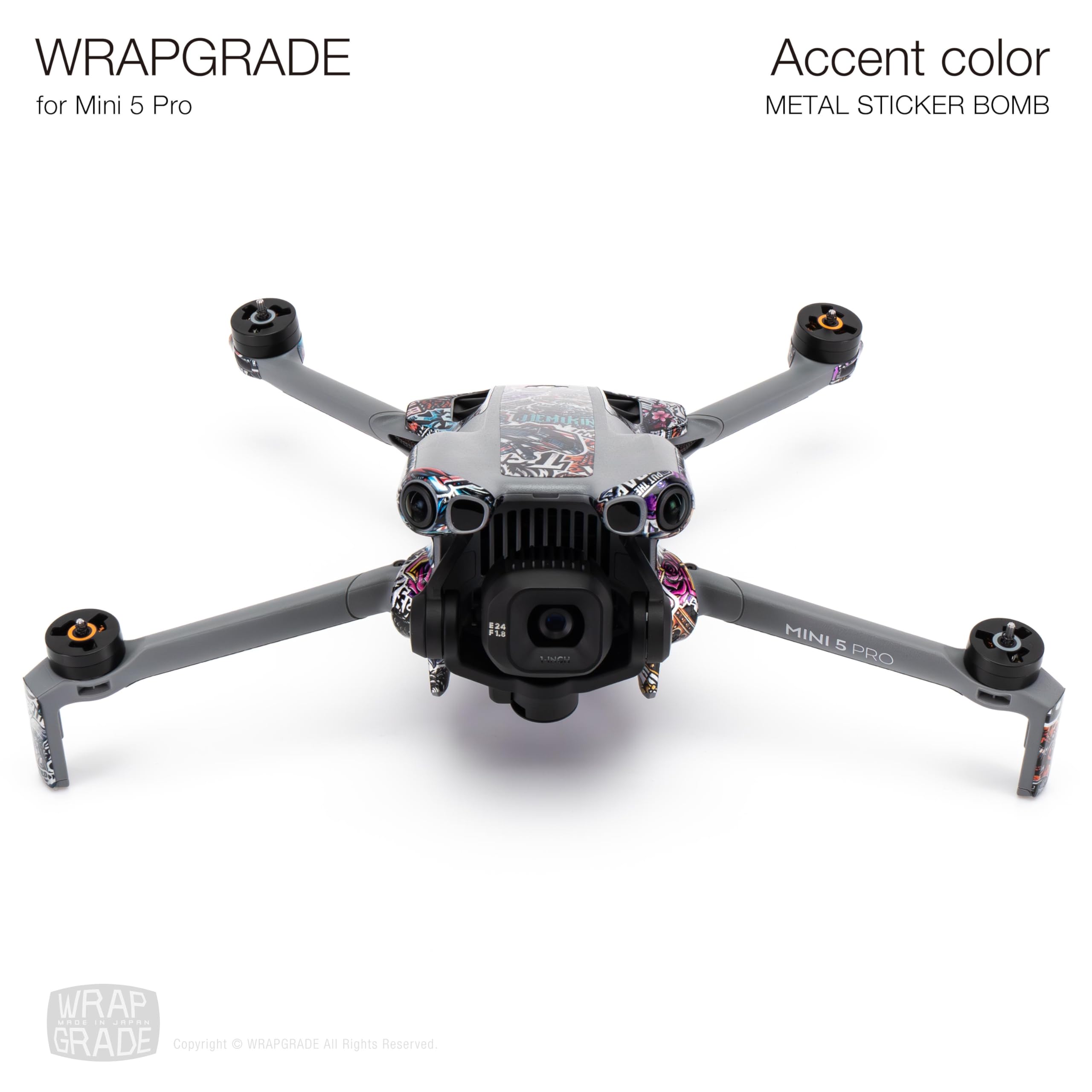 WRAPGRADE Skin Stickers Compatible with DJI Mini 5 Pro Accent Colour (METAL STICKER BOMB), METAIL STICKER BOMB - Image 2