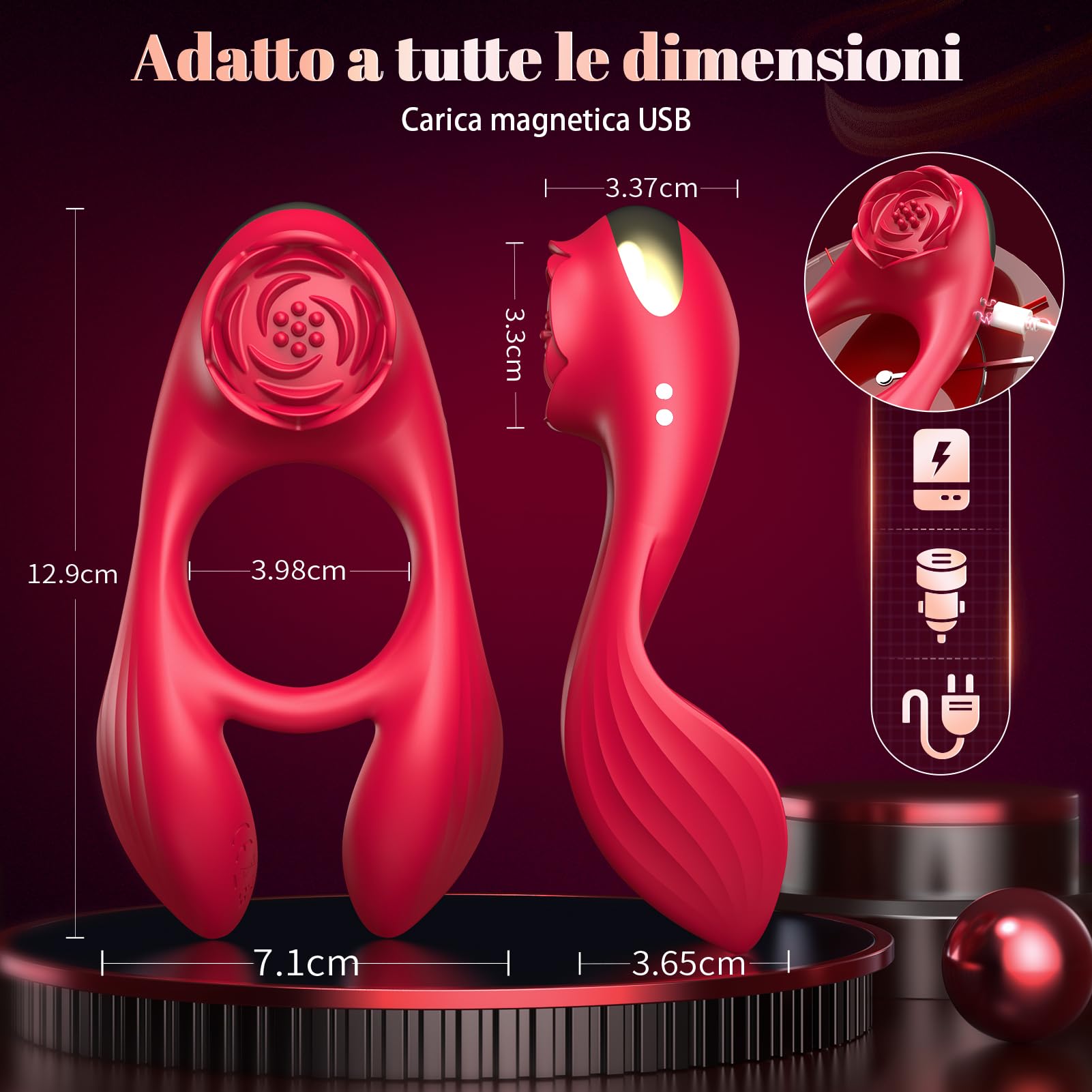 Sexytoysys Coppia Anello Vibrante per Lei e Lui - 3 Motore 7 Modalità Sex Toys Uomo e Donna Stimolatore per Clitoride Toys Sessuali per Coppie Anello per Pene da Uomo Cockring Stimolatore Pene Sex Toy