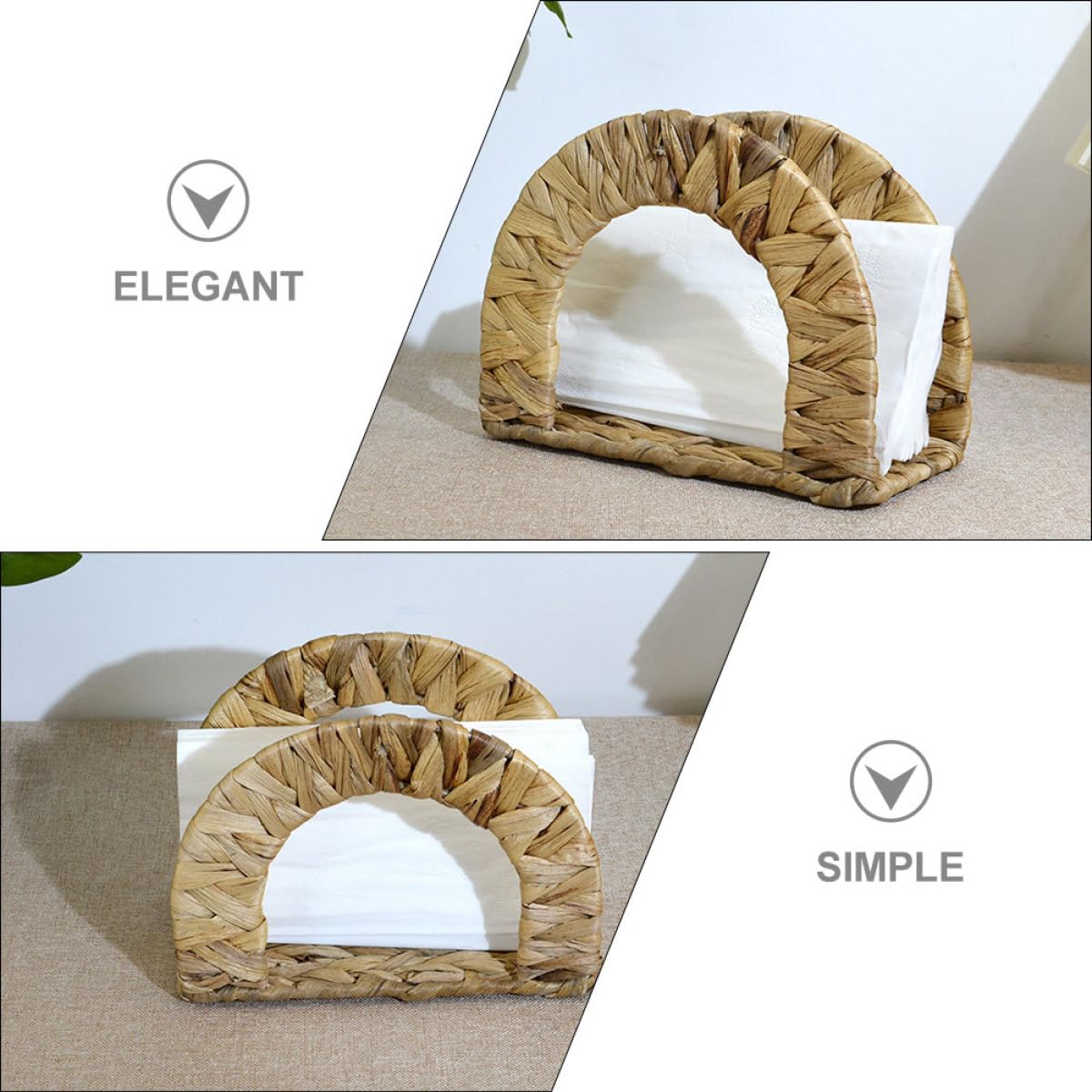 SUPVOX Servilletero Tejido de Junco Acuático Artesanal, Soporte Independiente para Servilletas de Mesa, Organizador Decorativo para Cocina y Comedor, Estable y Funcional para Restaurante