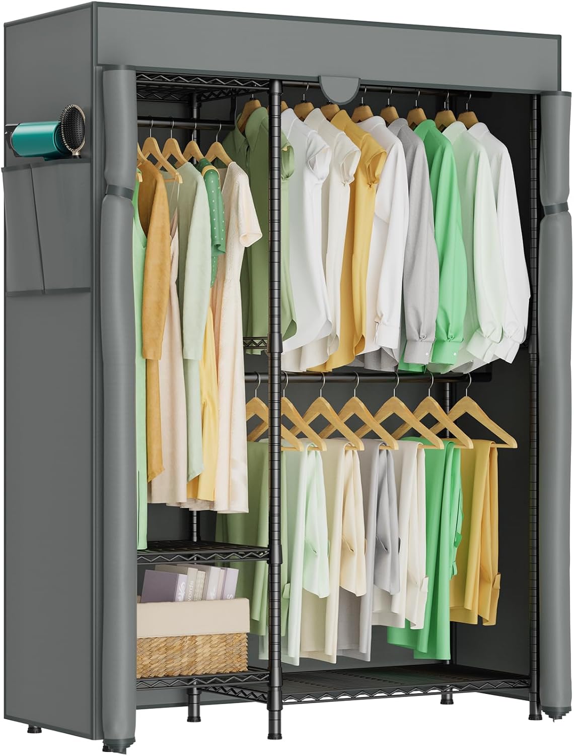 LEHOM G3C Heavy Duty Covered Clothes Rack, Garment Rack for