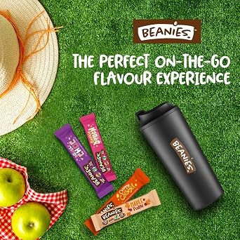 Beanies Flavoured Instant Coffee Sachets Pick Any 4 Boxes (Each Box 25 Sticks, Total 100 Sticks) from Creamy Caramel, Double Chocolate, Irish Cream, Nutty Hazelnut, Very Vanilla, Caramel Popcorn, etc