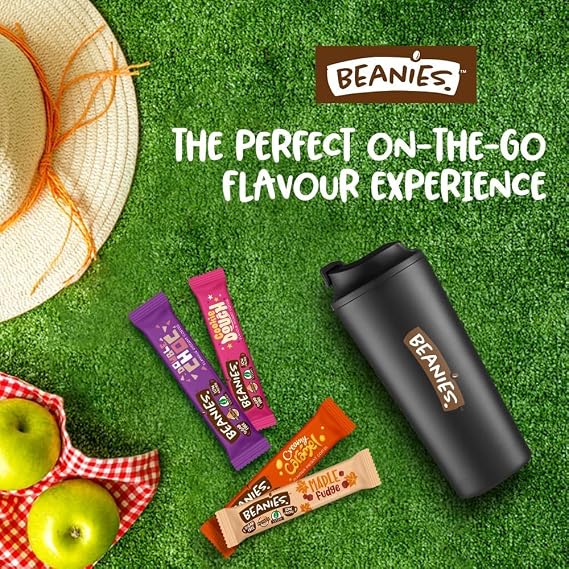 Beanies Flavoured Instant Coffee Sachets Pick Any 4 Boxes (Each Box 25 Sticks, Total 100 Sticks) from Creamy Caramel, Double Chocolate, Irish Cream, Nutty Hazelnut, Very Vanilla, Caramel Popcorn, etc