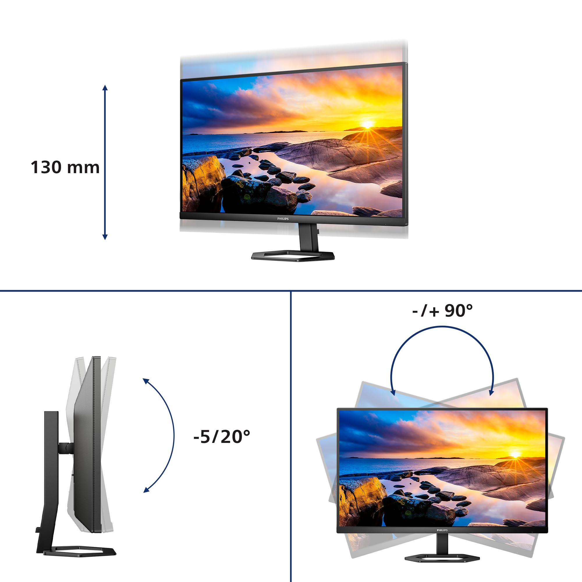 Philips 27E1N5500LA - Monitor QHD da 27 pollici, altoparlanti, altezza regolabile (2560x1440, 75 Hz, DisplayPort, HDMI), colore nero