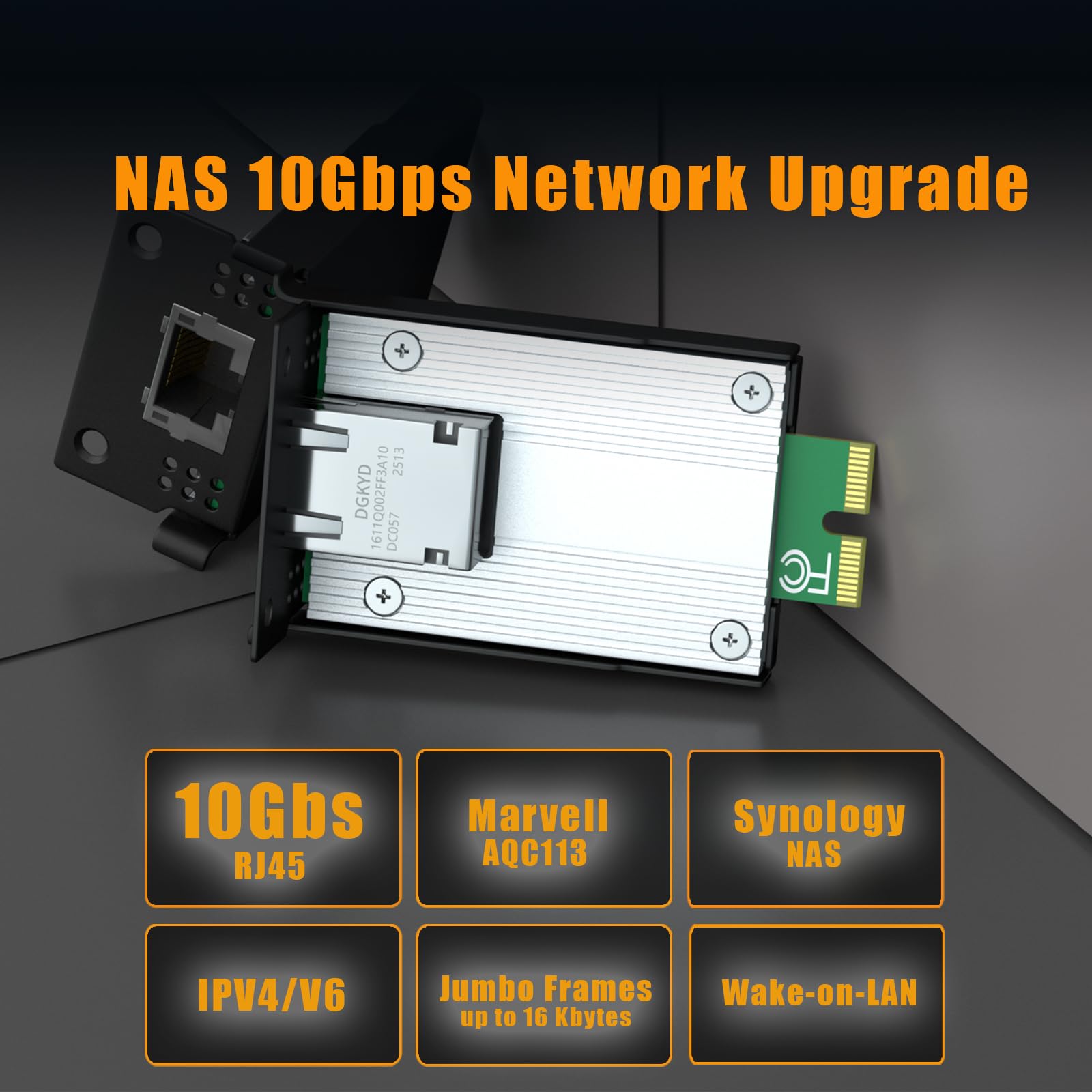 GLOTRENDS ST7479 Karta sieciowa 10Gbps RJ45 z kontrolerem Marvell AQC113 do serwerów NAS Synology, ten sam format co E10G22-T1-Mini