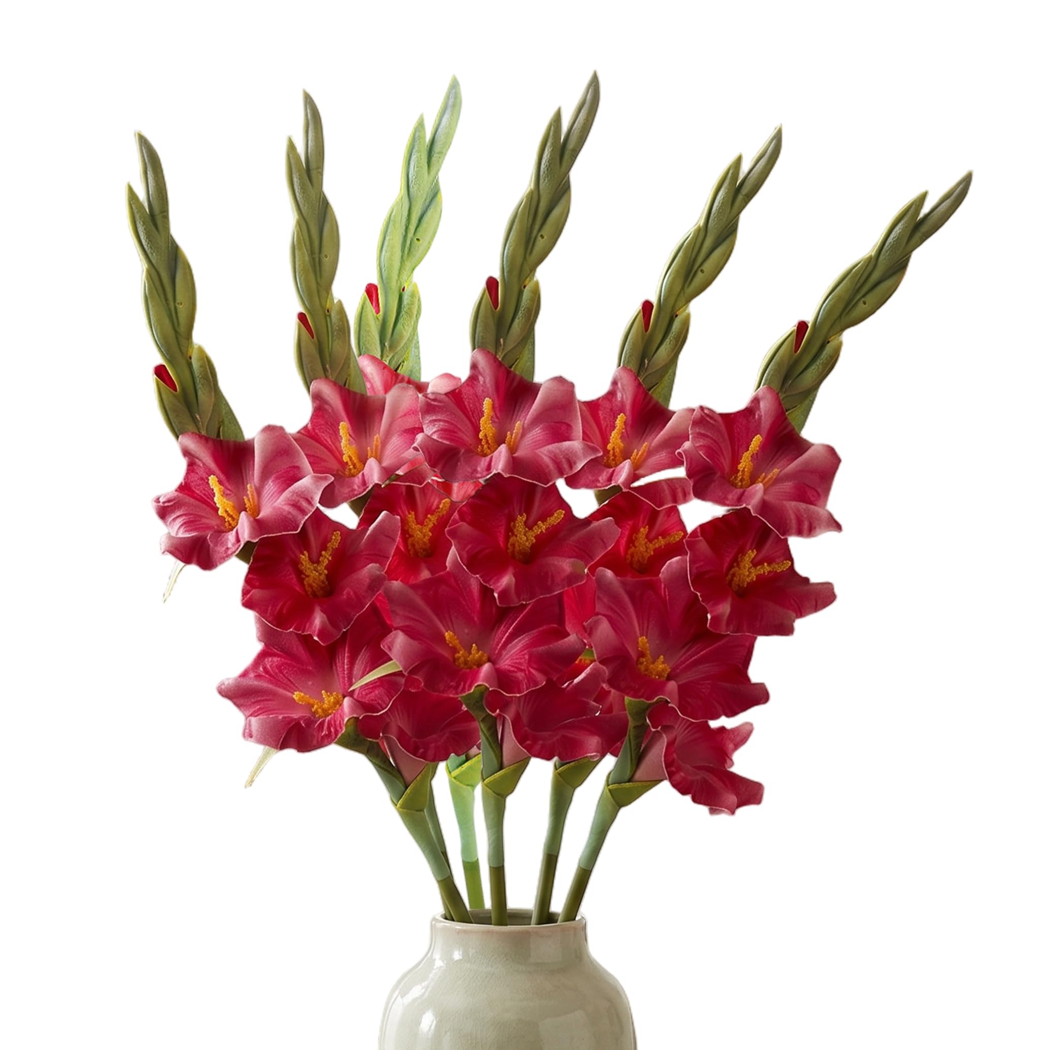 Tsawntd 6PCS Gladiolus Artificial Flowers, 22in Realistic Faux Flowers for Vase, Lifelike Flower Stems for Home Decor, Rose Red