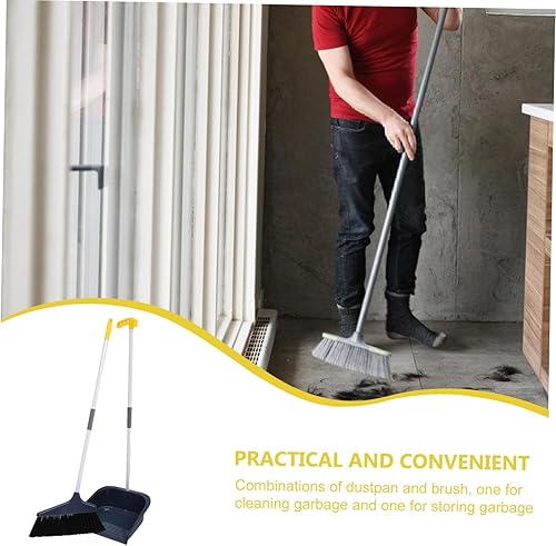 Miniatura 7 de KALLORY Juego de escoba y recogedor, combo de recogedor y escoba para limpieza de suelos, escoba vertical de mango largo y recogedor para barrido,