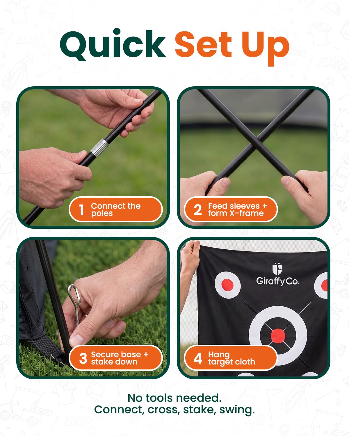 GIRAFFYCO Golf Übungsnetz mit Dual-Turf Matte, 310 cm Trainingsnetz