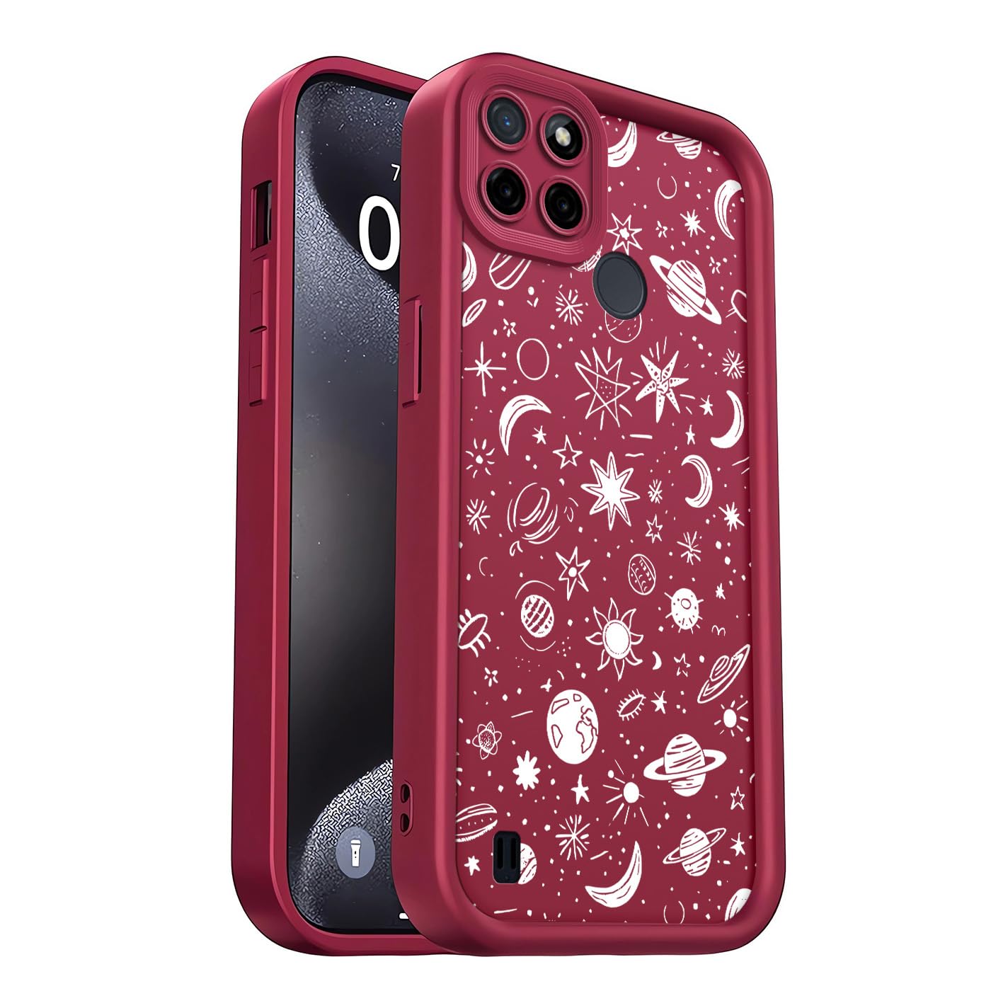 SEEKO Cover Per Realme C21Y / Realme C25Y, Scorrevole [Protezione Fotocamera] Militare Antiurto Silicone Custodia, Con 360° Anello Supporto Kickstand